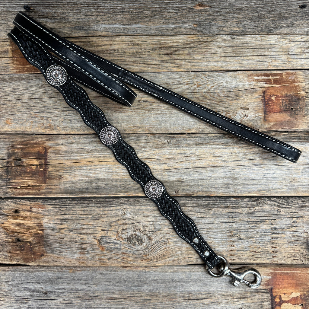 Genuine Leather Dog Collar or Leash With Flower and Dot Conchos 10" to 22" W230S -DC70 — view 8