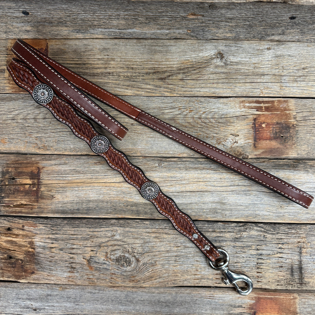 Genuine Leather Dog Collar or Leash With Flower and Dot Conchos 10" to 22" W230S -DC70 — view 7