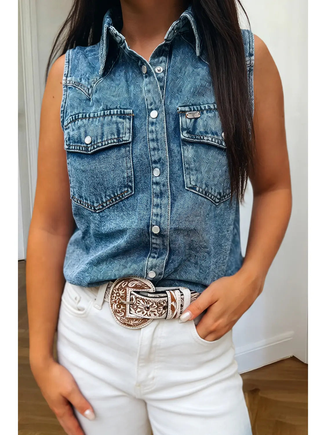 Dylan Denim Sleeveless | Top — view 4