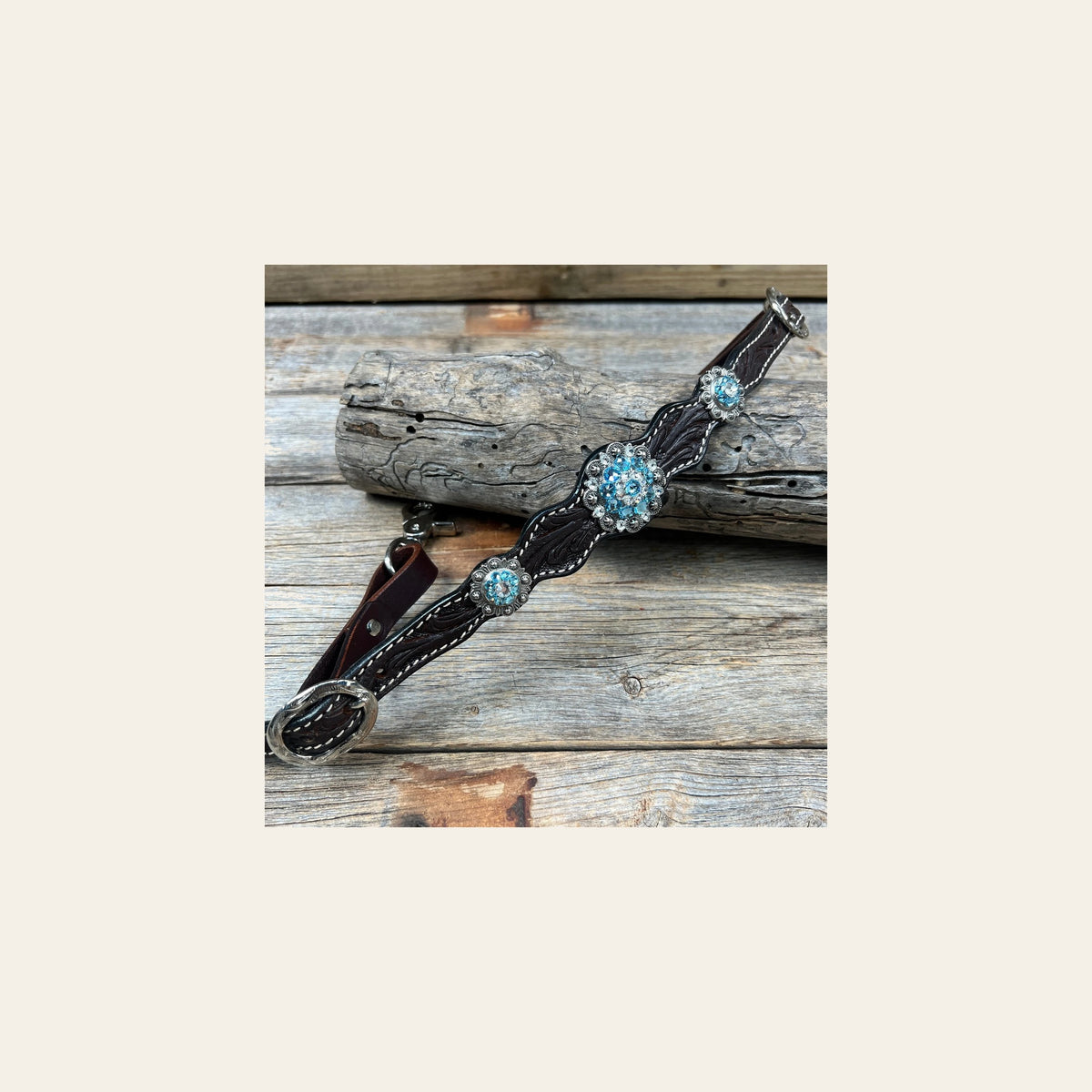 Dark Floral Wither Strap #WS108 on a warm cream background