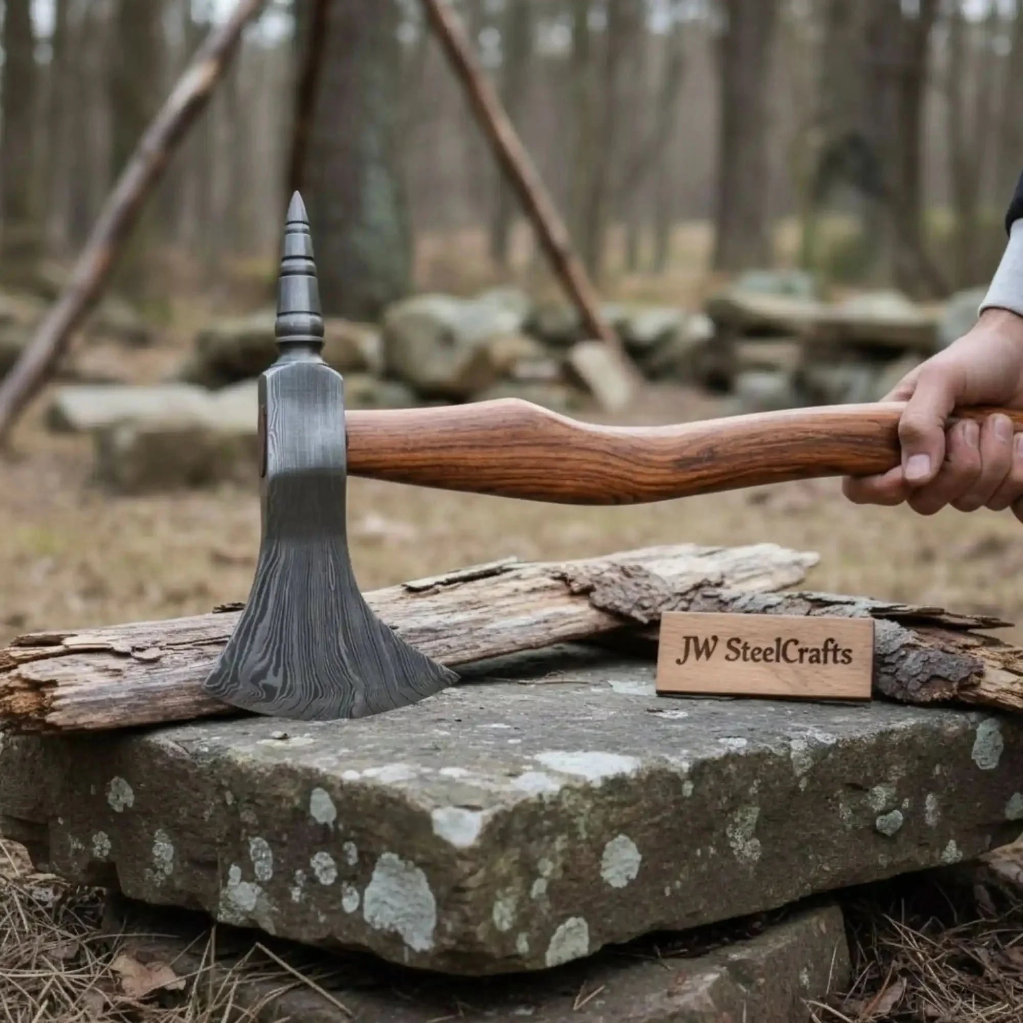 Custom Handmade Damascus Steel Tomahawk Hatchet