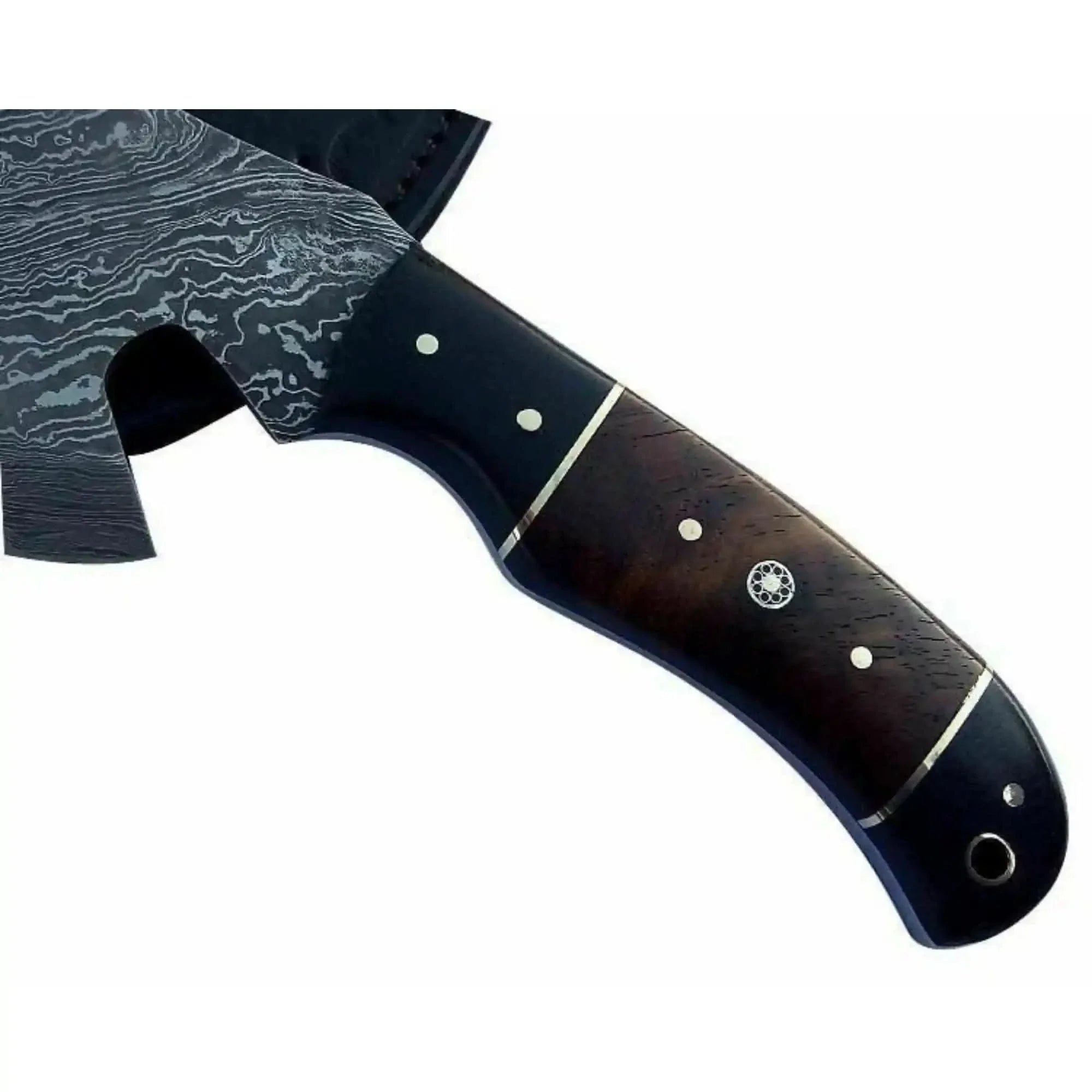 Kaelwyn Damascus Cleaver Hatchet with Layered Wood Scales