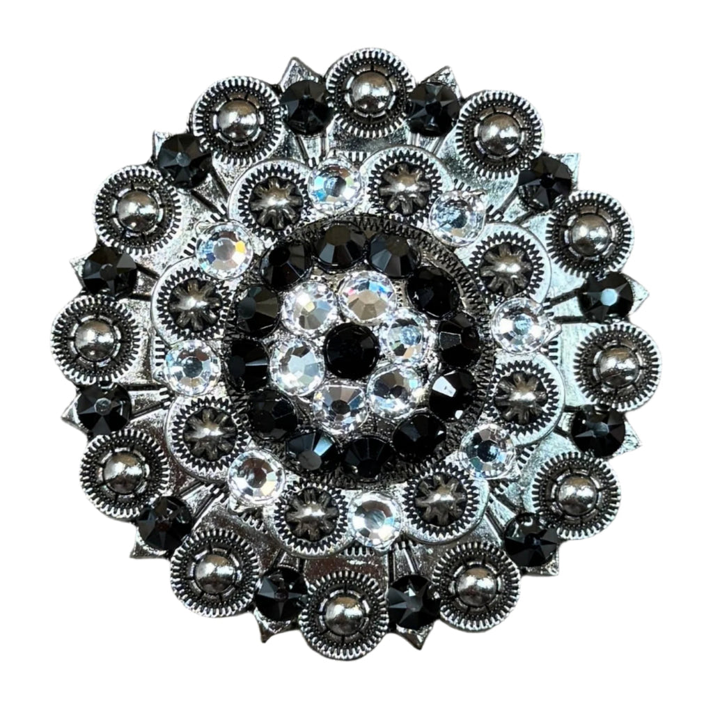 Jet & Clear Antique Silver Berry Jacket European Crystal Concho