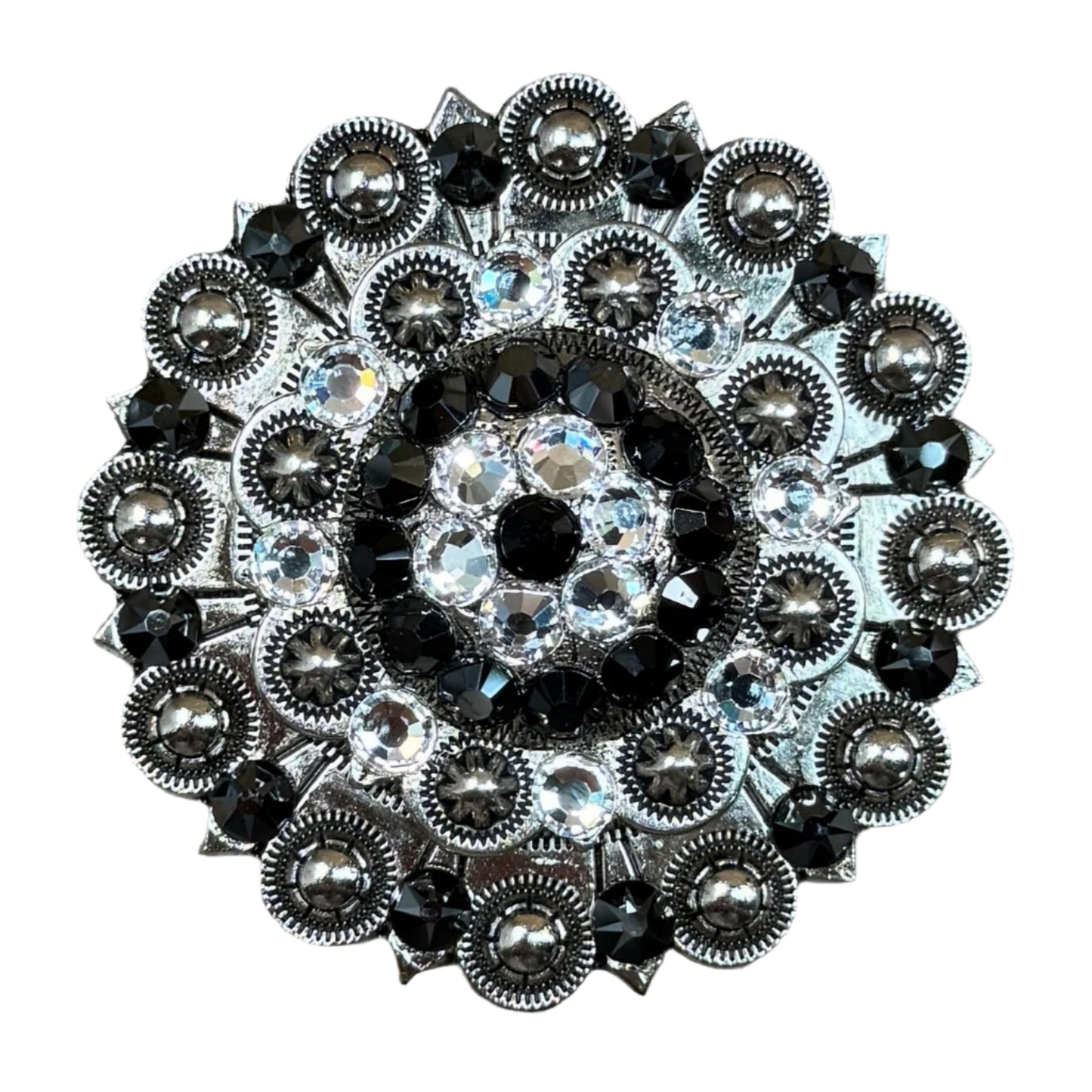 Jet & Clear Antique Silver Berry Jacket European Crystal Concho