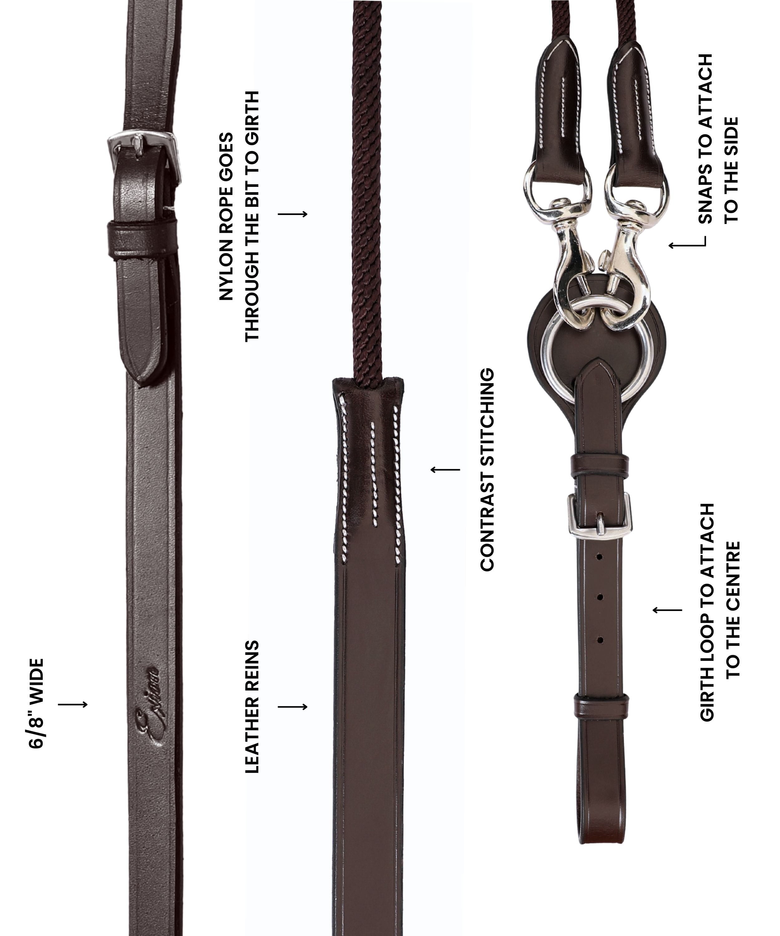 ExionPro Rope & Leather Draw Reins with Girth Loop by Bridles & Reins - alternate view 6