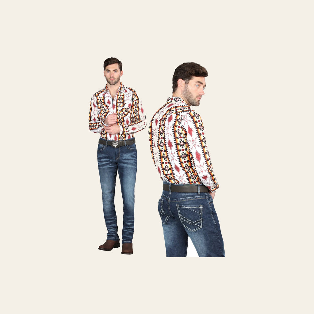 El Norteño Medium Blue Skinny Stretch Pants 126628 on a warm cream background