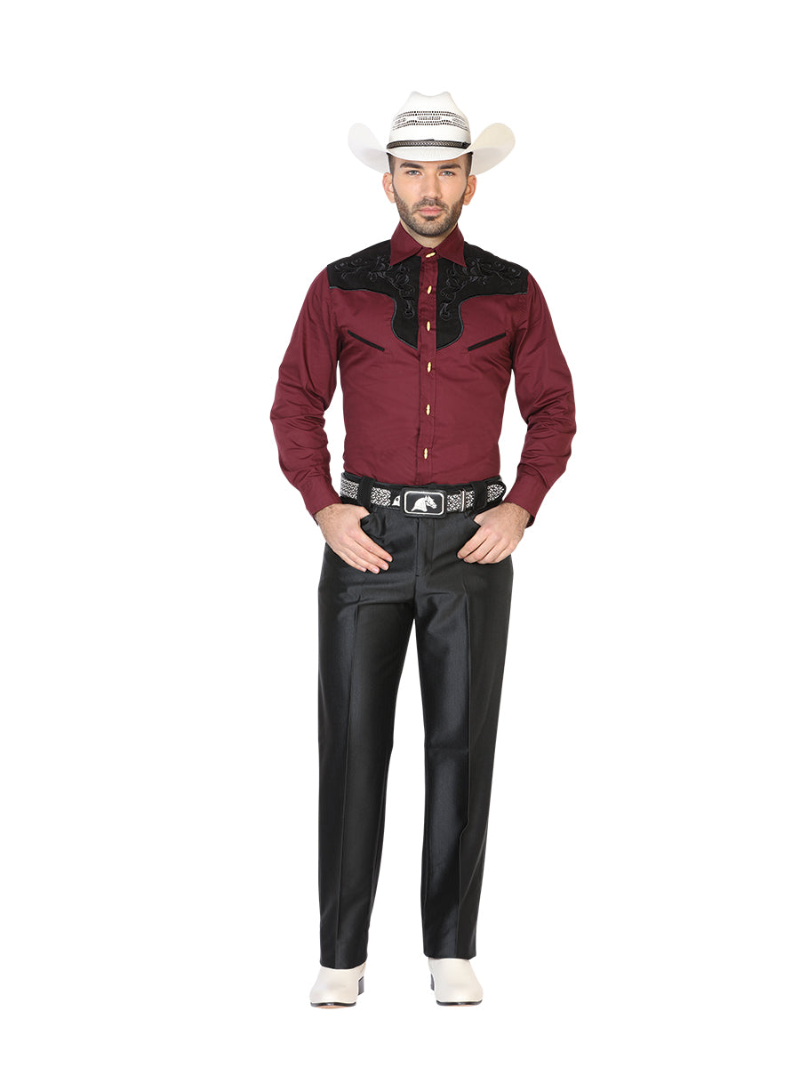 Men's Traditional Polyester Western Dress Pants - Black 42633