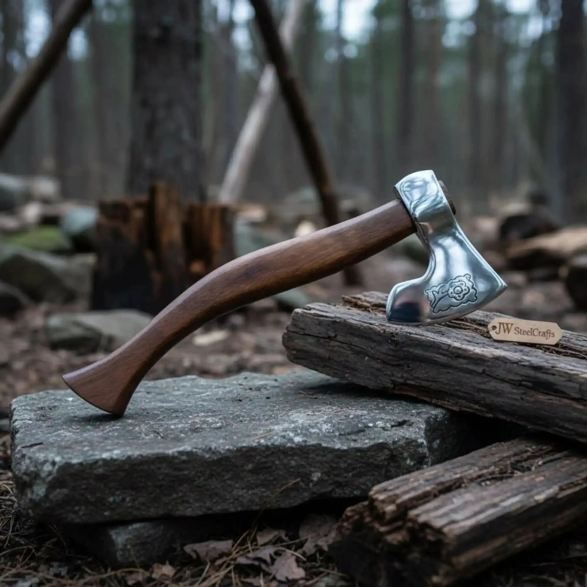 Polished Bearded Camp Axe with Mirror Finished Head