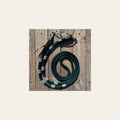 Emerald Nylon Barrel Racing Reins with Rhinestones #BNR108 on a warm cream background