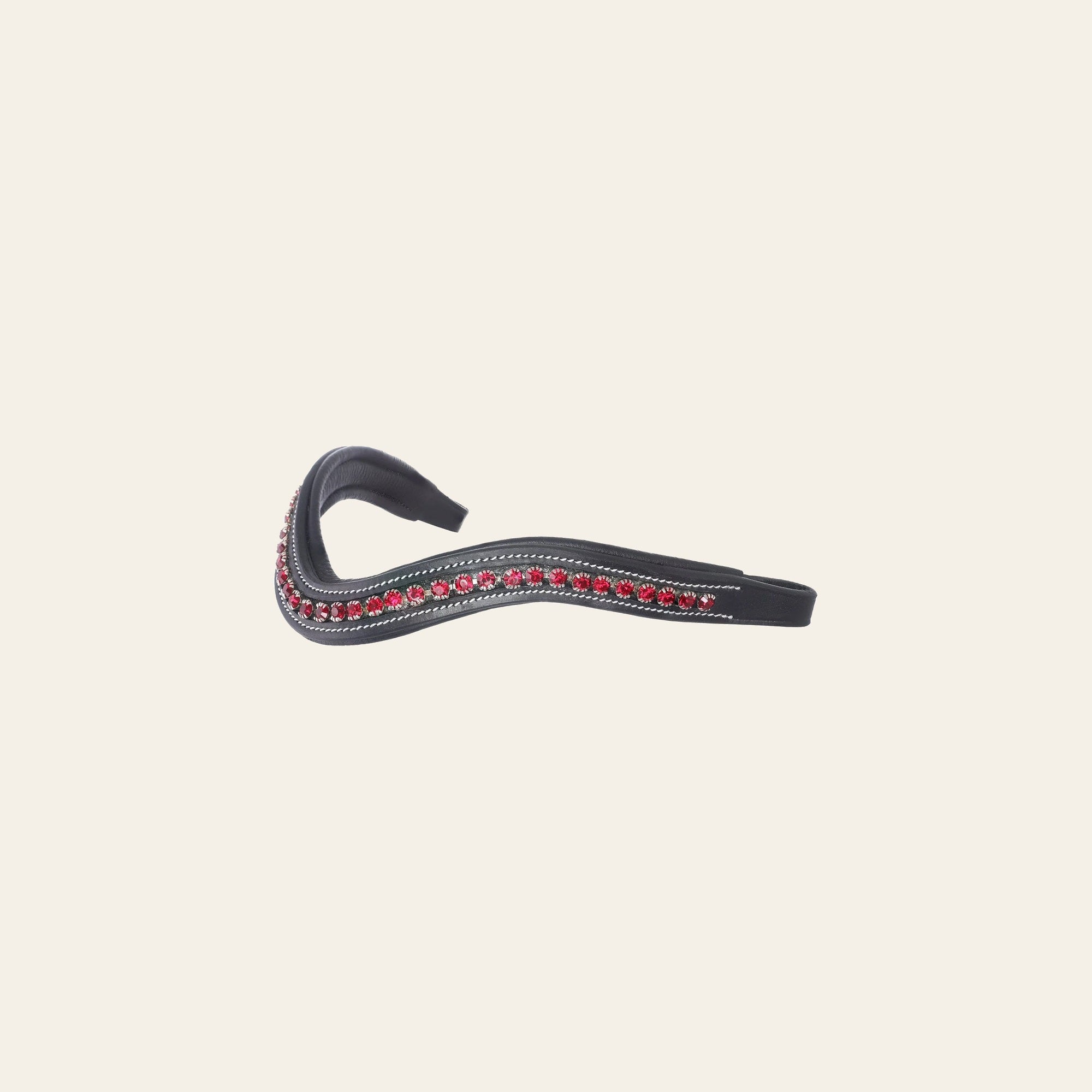 ExionPro Elegant Deep Curved Soft Padded Siam Crystal Decorated Browband on a warm cream background