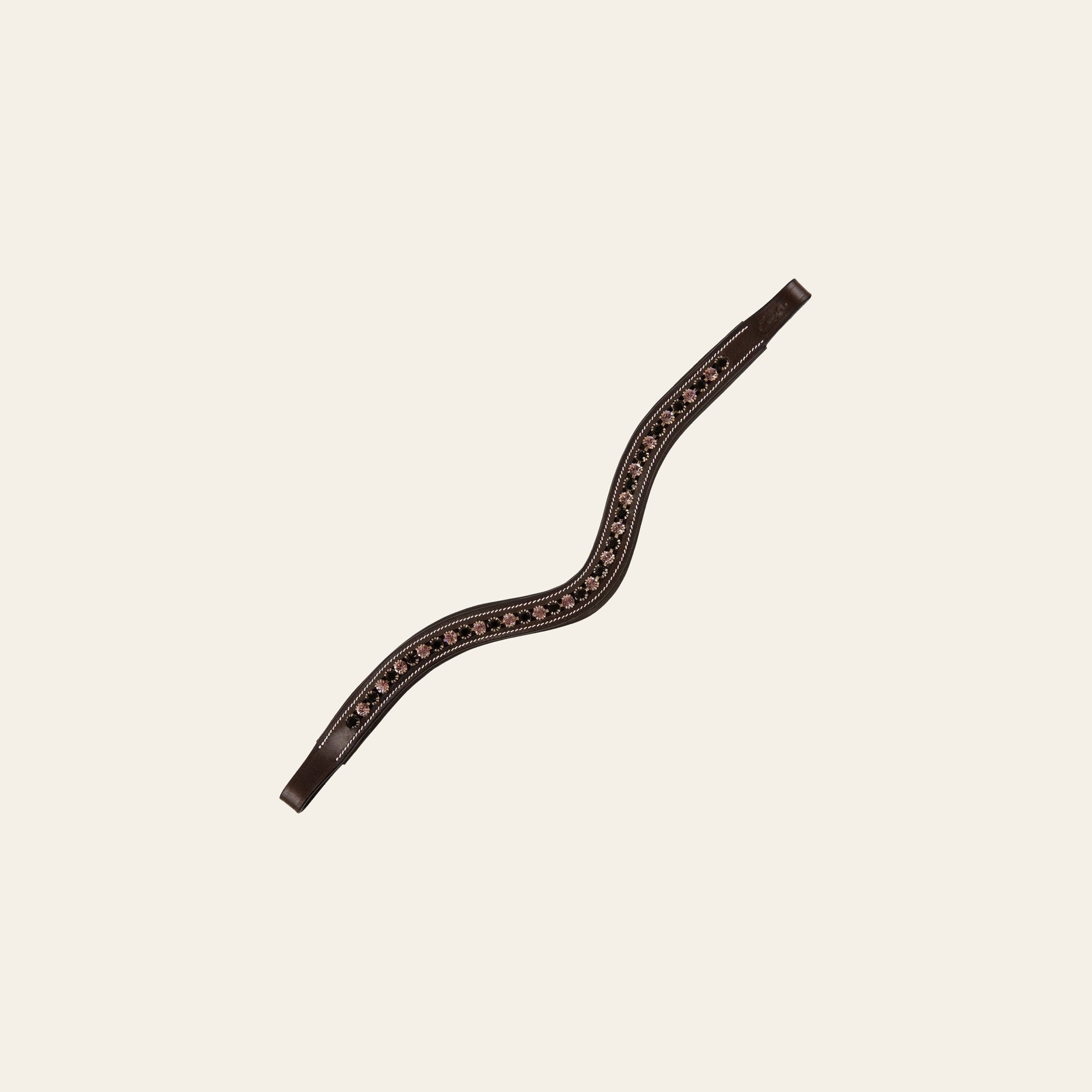 ExionPro Elegant Soft Padded Jet, Light Amethyst Colored Crystal Browband on a warm cream background