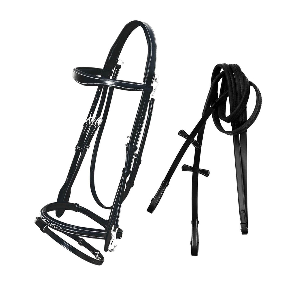 ExionPro Quick Release Snaffle Jumping Bridle with Rubber Reins by Bridles & Reins - alternate view 2