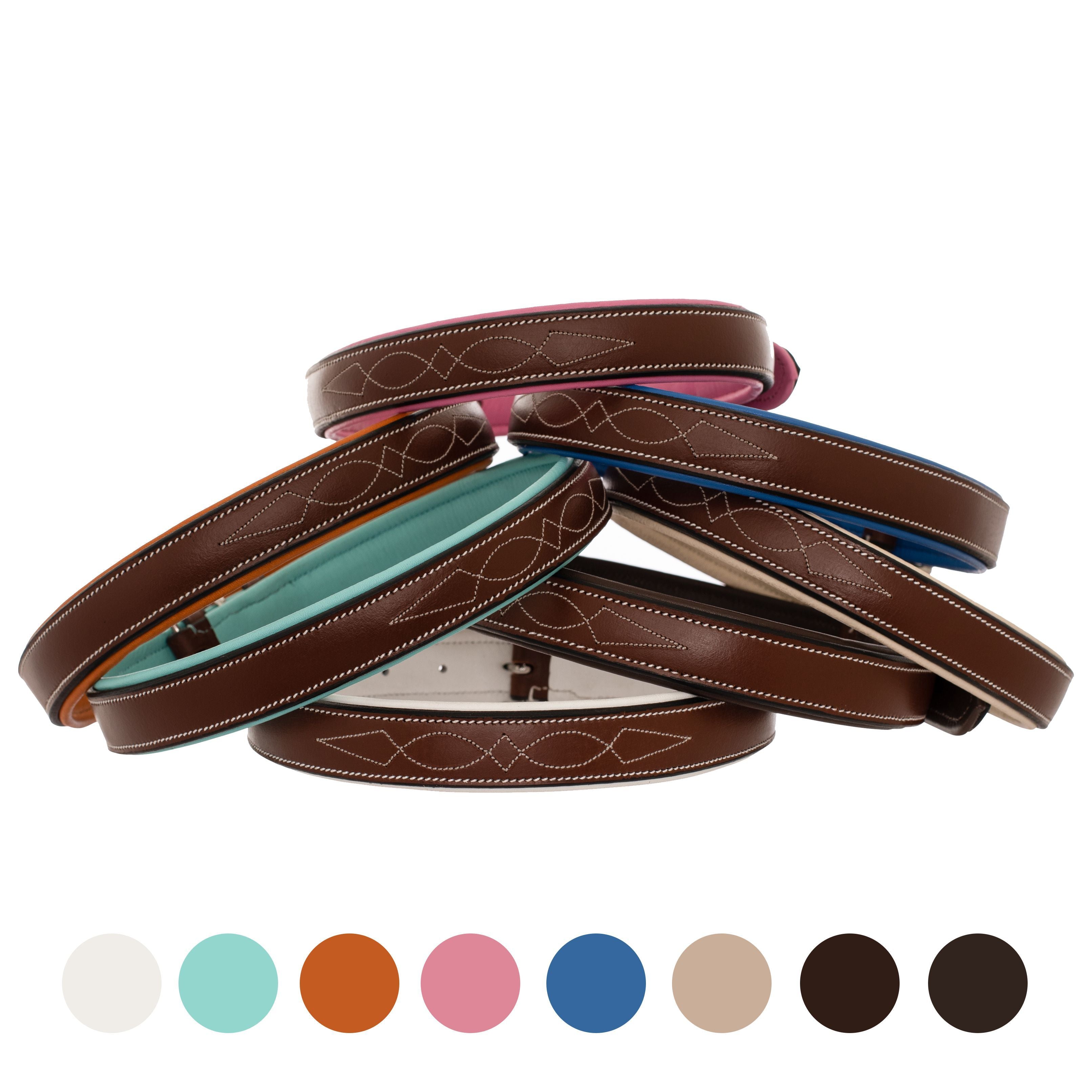 ExionPro Fancy Stitched Padded Leather Dog Collar - Blue Padding by Bridles & Reins - alternate view 8