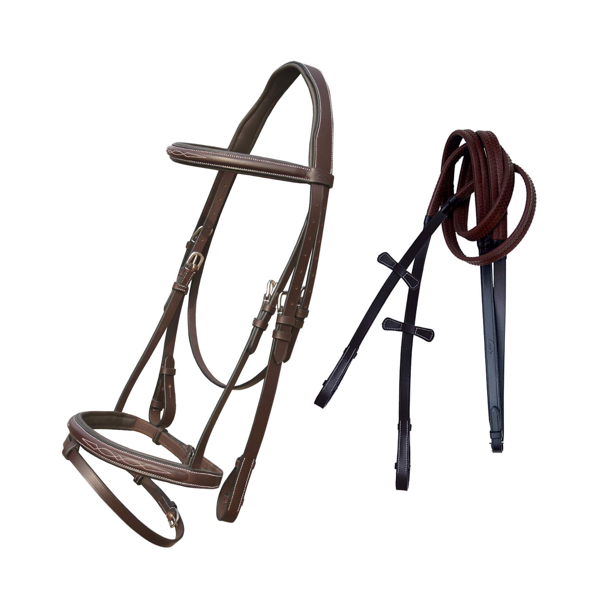 ExionPro Twin Designer Fancy Stitched English Snaffle Bridle with Reins by Bridles & Reins - alternate view 2