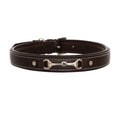 ExionPro Silver Snaffle Padded Leather Dog Collar - Brown Padding by Bridles & Reins