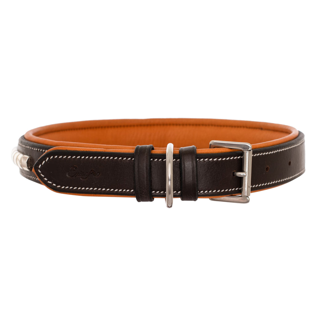 ExionPro Silver Clincher Padded Leather Dog Collar - Conker Padding by Bridles & Reins - alternate view 3