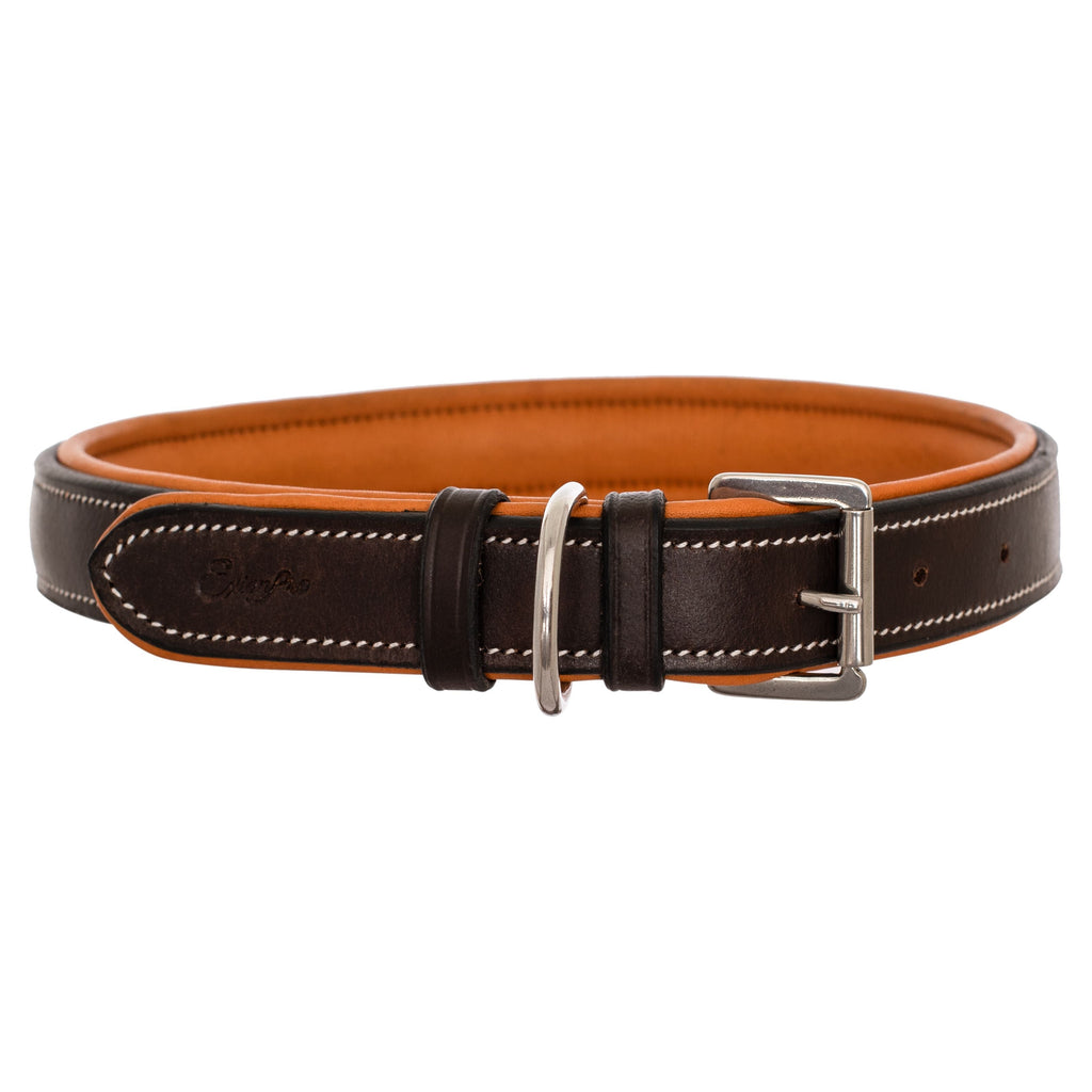 ExionPro Silver Snaffle Padded Leather Dog Collar - Conker Padding by Bridles & Reins - alternate view 2