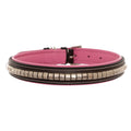 ExionPro Silver Clincher Padded Leather Dog Collar - Pink Padding by Bridles & Reins