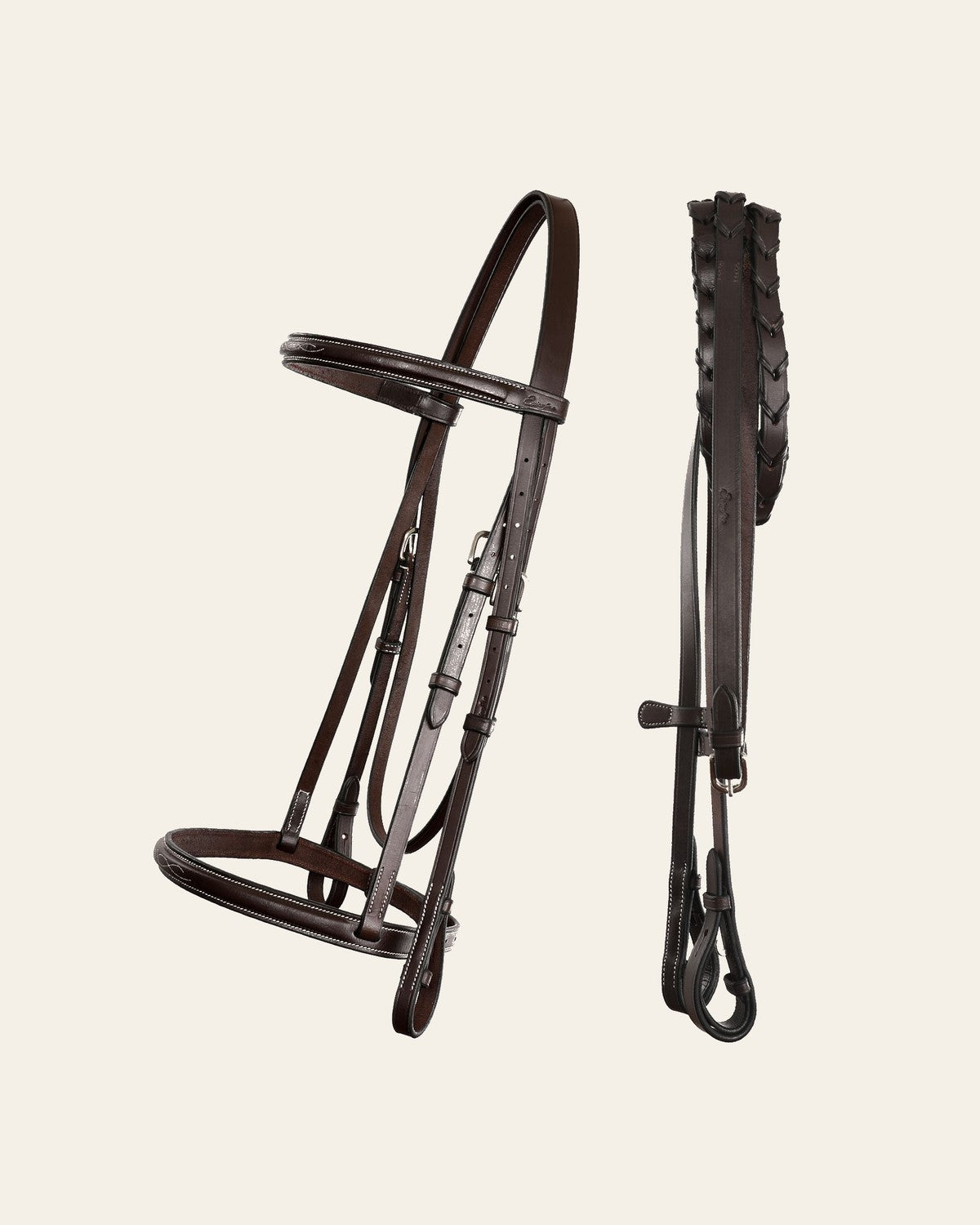 ExionPro Raised Thin Noseband Traditional Hunter Bridle with Reins