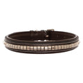 ExionPro Silver Clincher Padded Leather Dog Collar - Brown Padding by Bridles & Reins