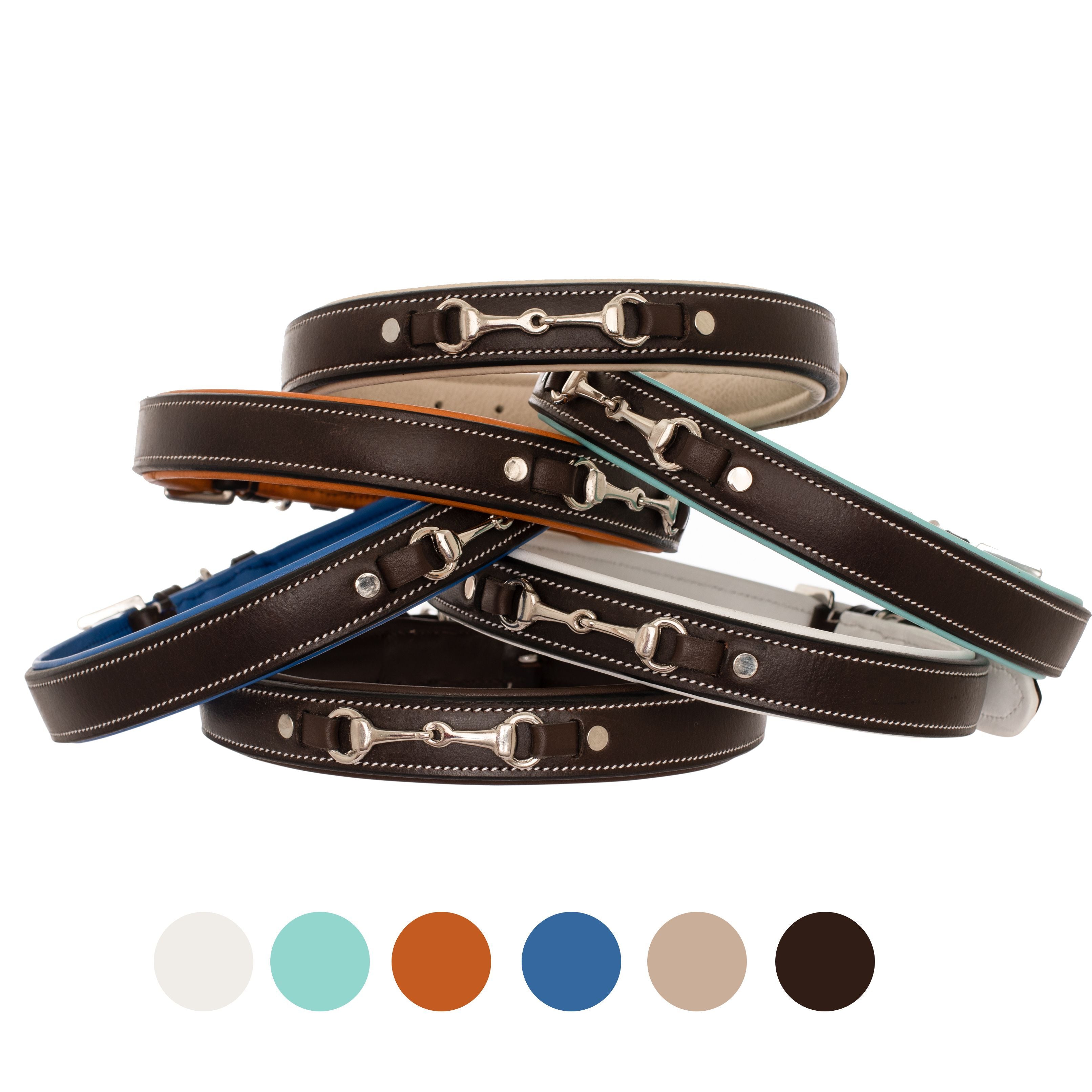 ExionPro Silver Snaffle Padded Leather Dog Collar - Conker Padding by Bridles & Reins - alternate view 7