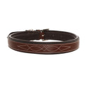 ExionPro Fancy Stitched Padded Leather Dog Collar - Oak Brown Padding by Bridles & Reins