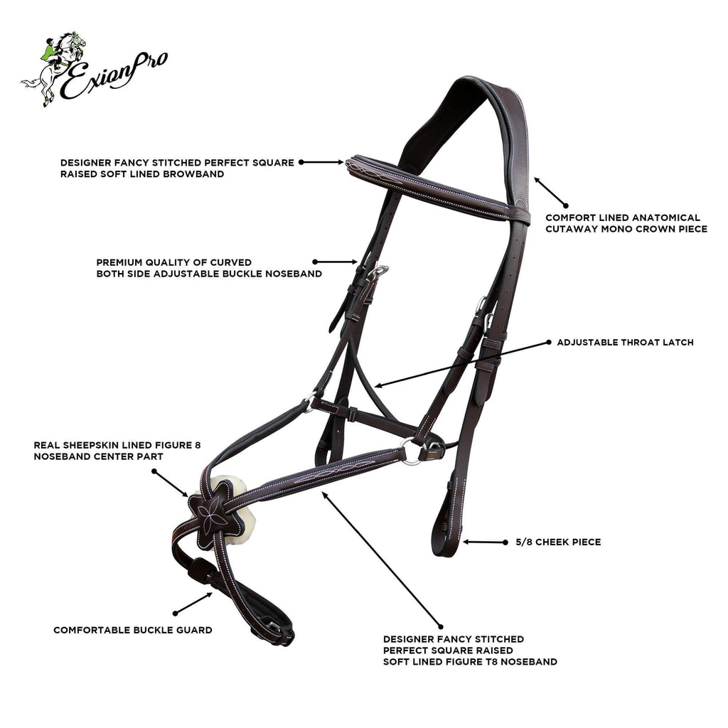 ExionPro Padded Ear Free Monocrown Crown Piece Figure 8 Bridle & Reins by Bridles & Reins - alternate view 5