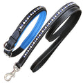 ExionPro White & Blue Bling Dog Collar With Leash by Bridles & Reins
