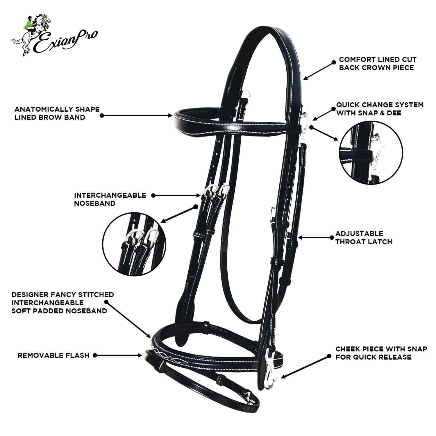 Replacement Crownpiece of ExionPro Quick Release Working Bridle by Bridles & Reins - alternate view 2