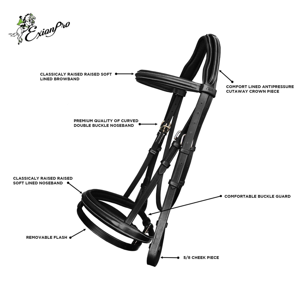 ExionPro Pressure Relief Crown Raised Padded Jumping Bridle with Reins by Bridles & Reins - alternate view 5