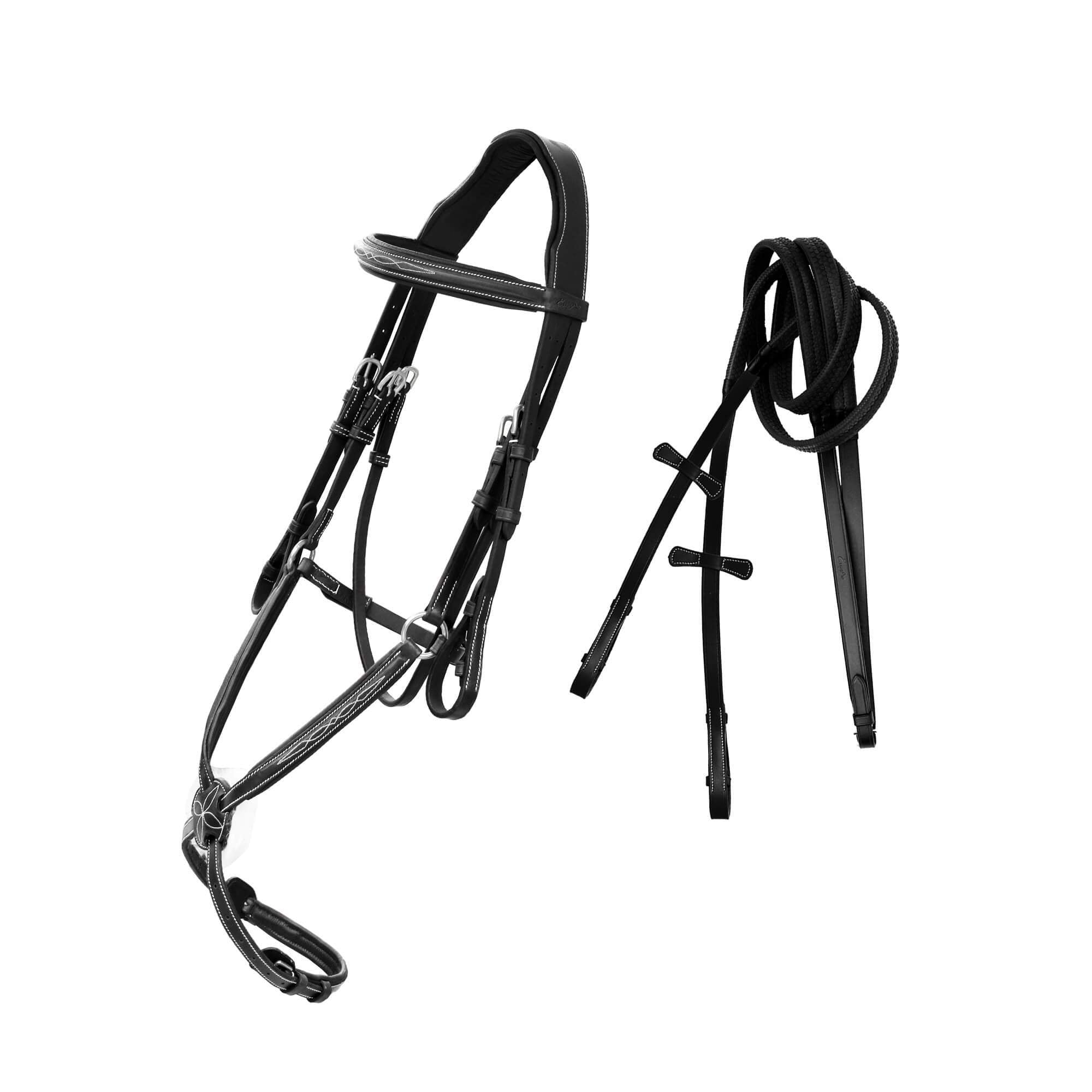 ExionPro Designer Fancy Stitched Figure 8 English Bridle With Rubber Reins by Bridles & Reins - alternate view 2