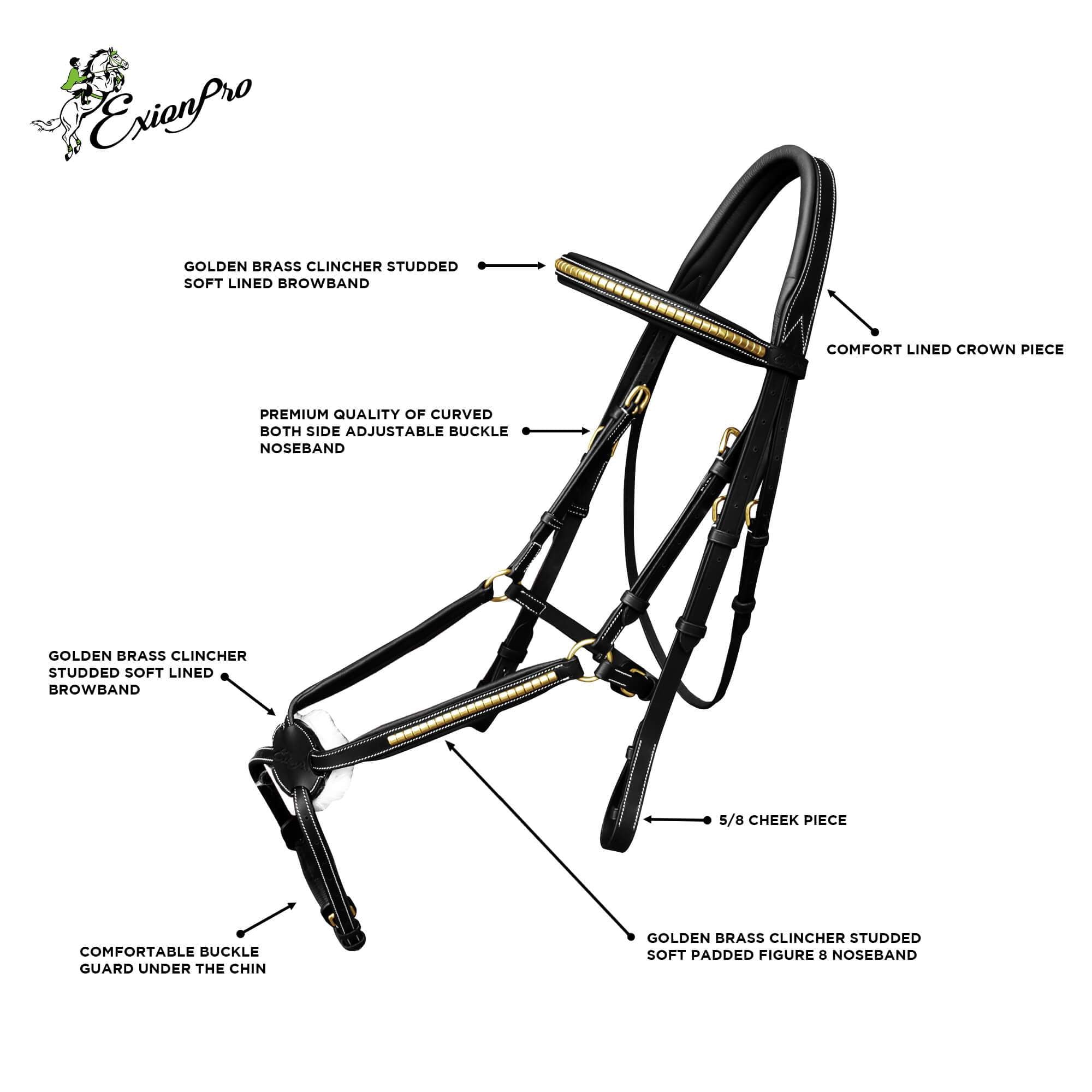 ExionPro SS / Brass Clincher Figure 8 Bridle with Rubber Reins by Bridles & Reins - alternate view 5