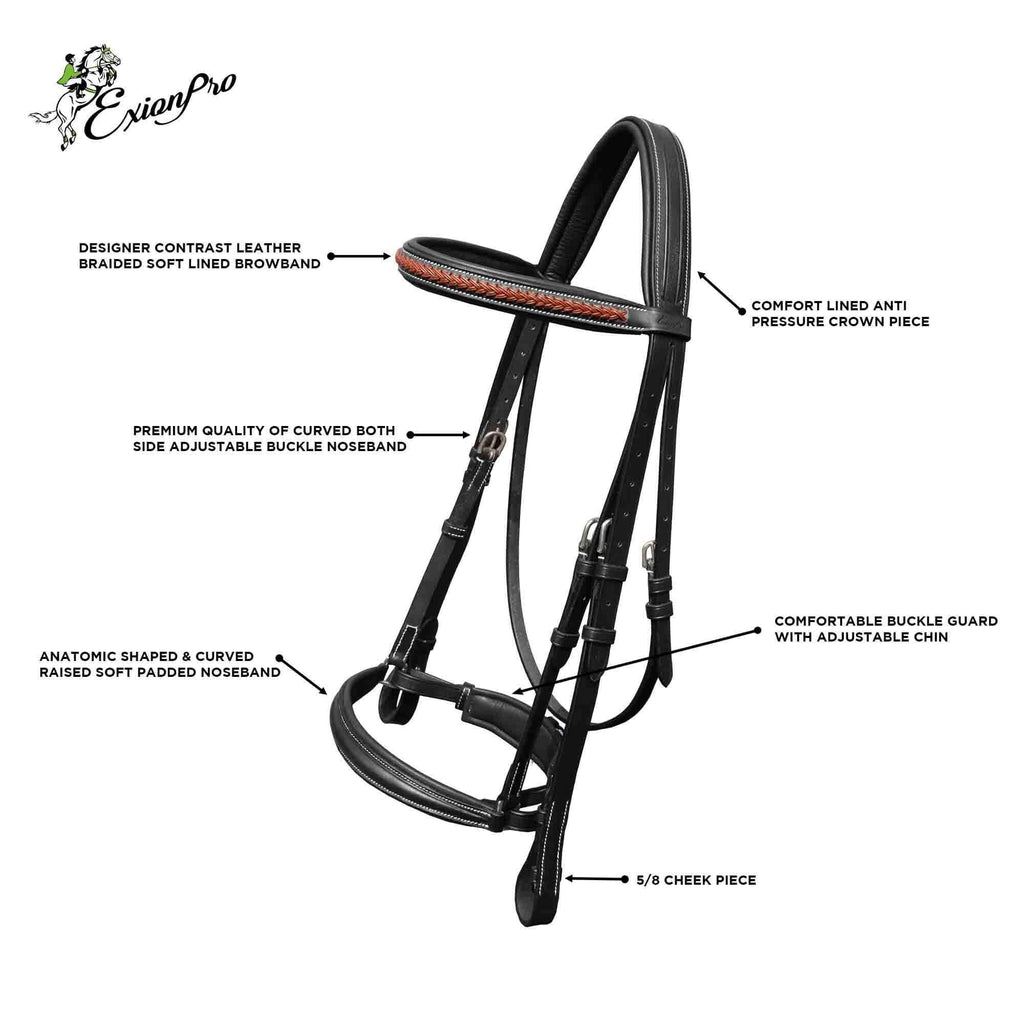 ExionPro Net Braided Browband & Dressage Bridle with Web Reins by Bridles & Reins - alternate view 2