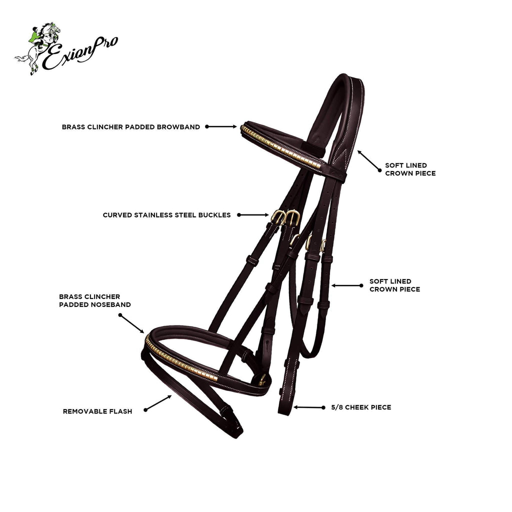 ExionPro SS / Brass Clincher Bridle With Flash and Reins by Bridles & Reins - alternate view 6