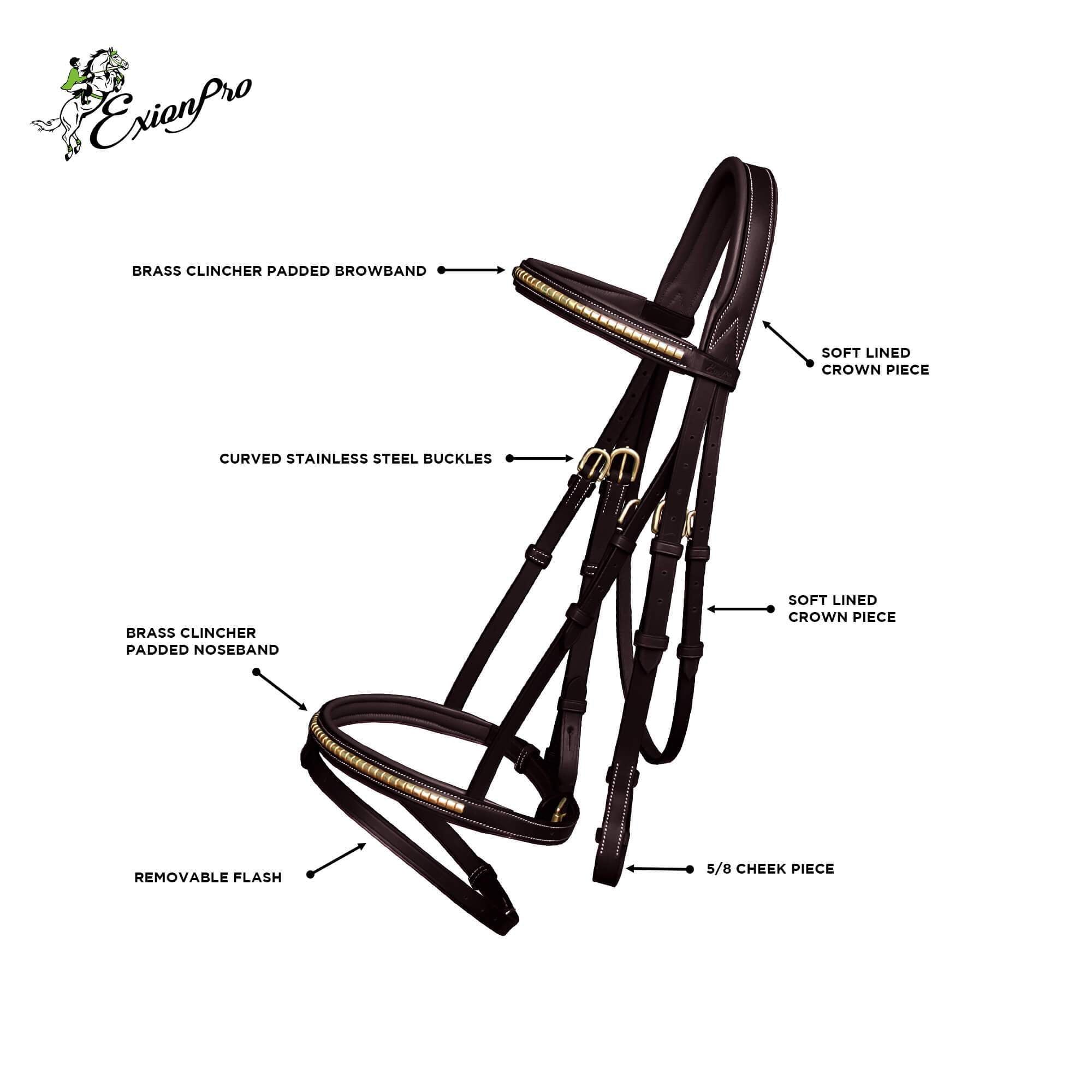 ExionPro SS / Brass Clincher Bridle With Flash and Reins by Bridles & Reins - alternate view 6