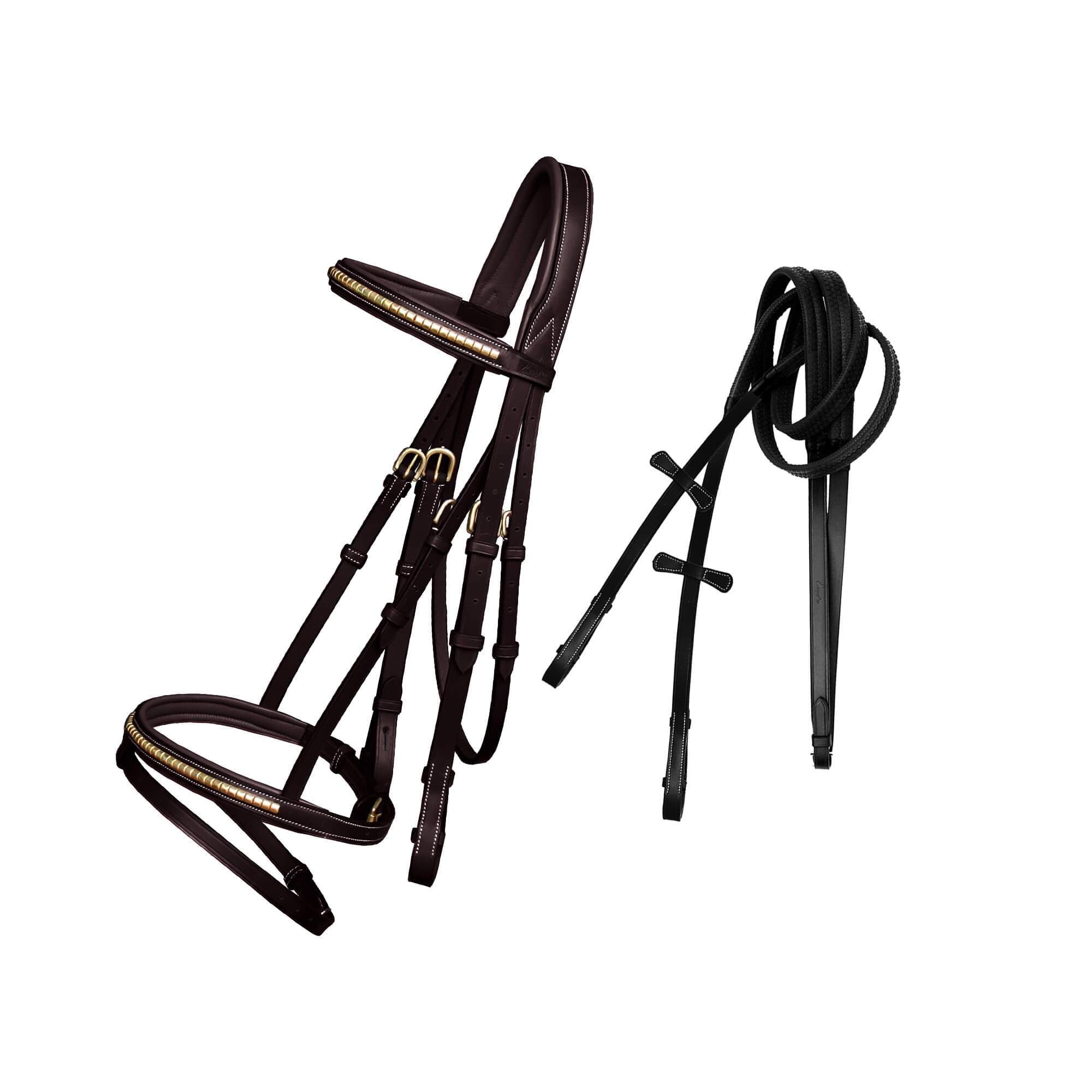 ExionPro SS / Brass Clincher Bridle With Flash and Reins by Bridles & Reins