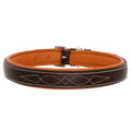 ExionPro Fancy Stitched Padded Leather Dog Collar - Conker Padding by Bridles & Reins