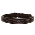 ExionPro Fancy Stitched Padded Leather Dog Collar - Havana Padding by Bridles & Reins
