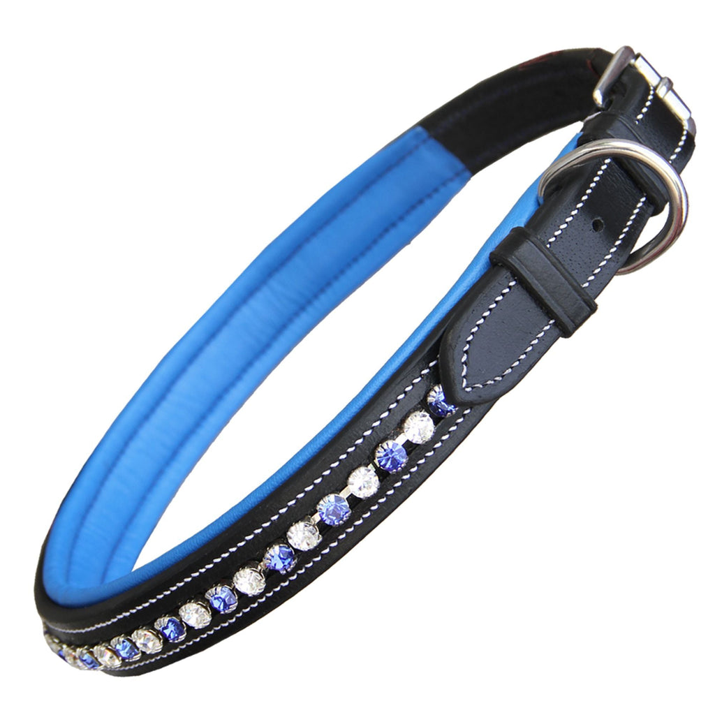 ExionPro White & Blue Bling Dog Collar by Bridles & Reins