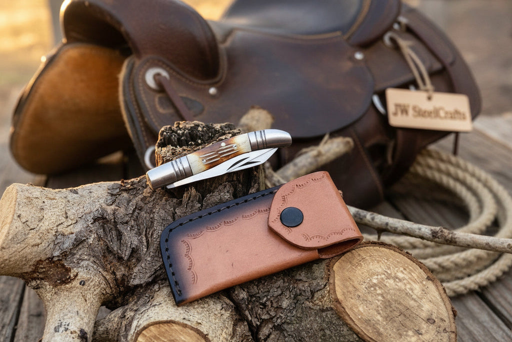 Two-Blade Trapper Knife with Synthetic Stag Horn Handle