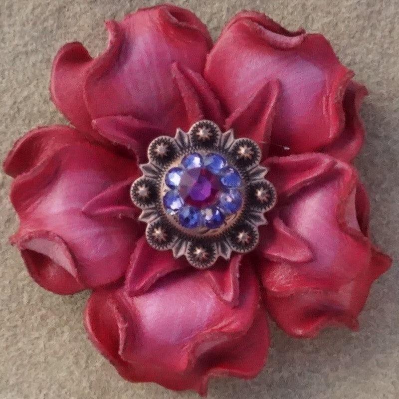 Pink Gardenia Flower With Copper Fuchsia & Lilac 1" Concho