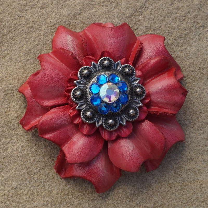 Pink Carnation Flower With Antique Silver Capri and AB 1" Concho