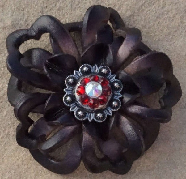 Black Lotus Leather Flowers - 1" Crystal Conchos - Options — view 8