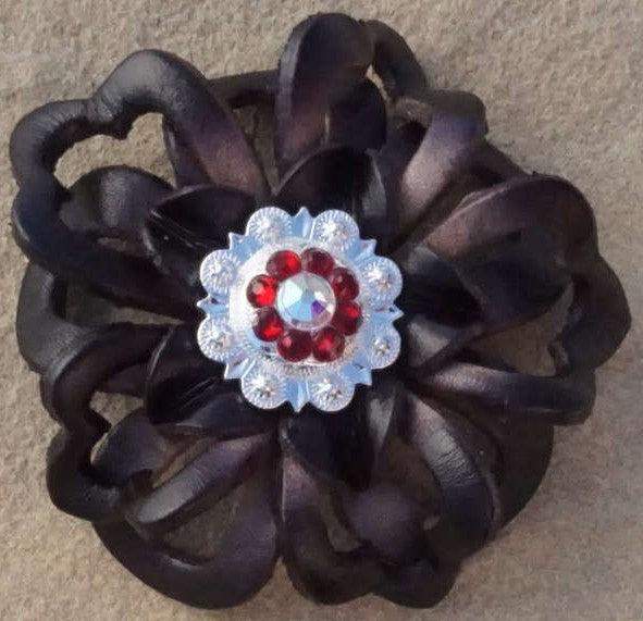 Black Lotus Leather Flowers - 1" Crystal Conchos - Options — view 4