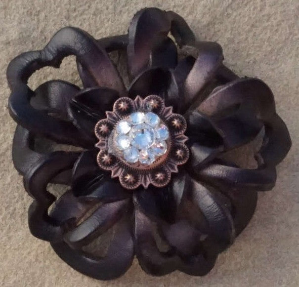 Black Lotus Leather Flowers - 1" Crystal Conchos - Options — view 9