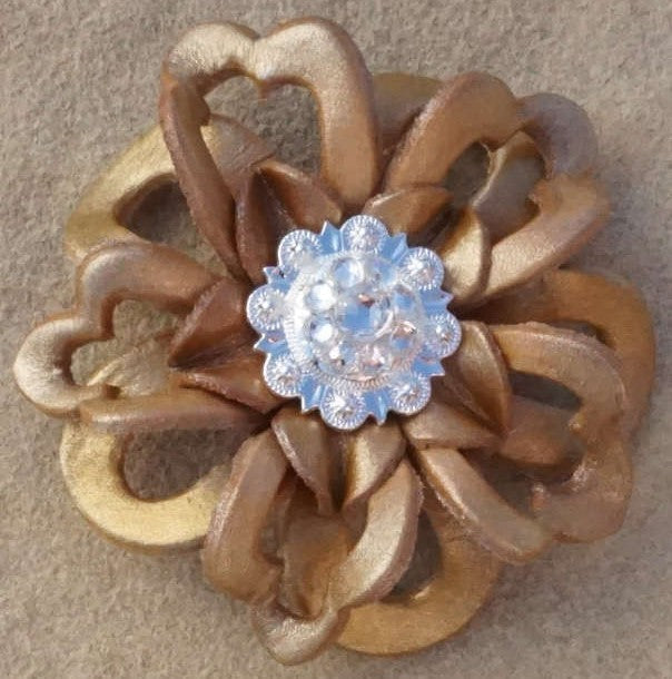 Gold Lotus Leather Flowers - 1" Crystal Conchos - Options — view 4