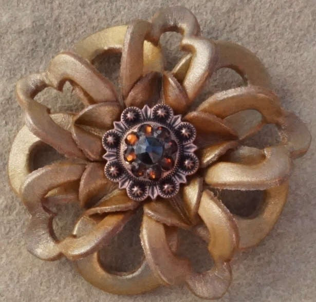 Gold Lotus Leather Flowers - 1" Crystal Conchos - Options — view 6