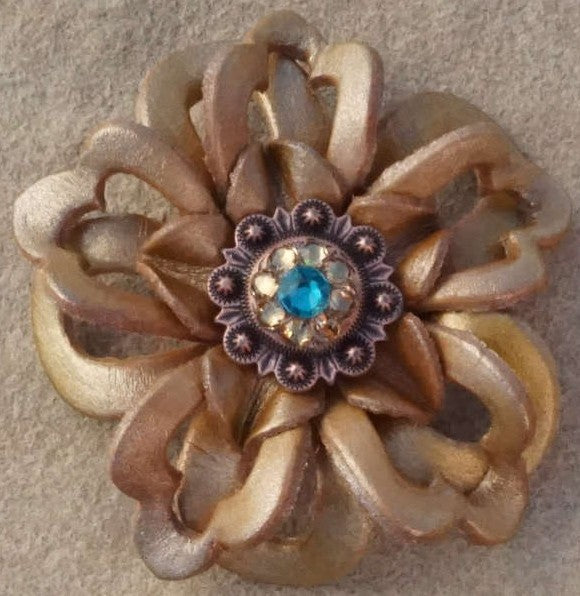 Gold Lotus Leather Flowers - 1" Crystal Conchos - Options — view 10