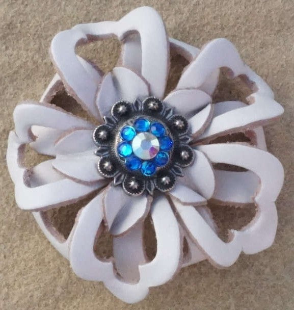 White Lotus Leather Flowers - 1" Crystal Conchos - Options — view 6
