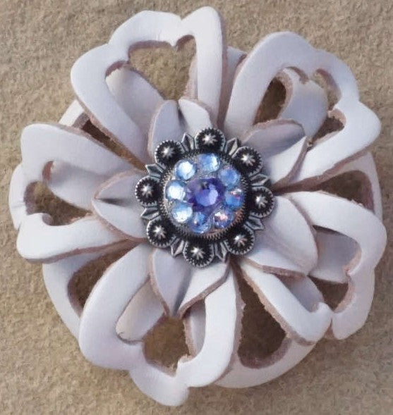 White Lotus Leather Flowers - 1" Crystal Conchos - Options — view 9